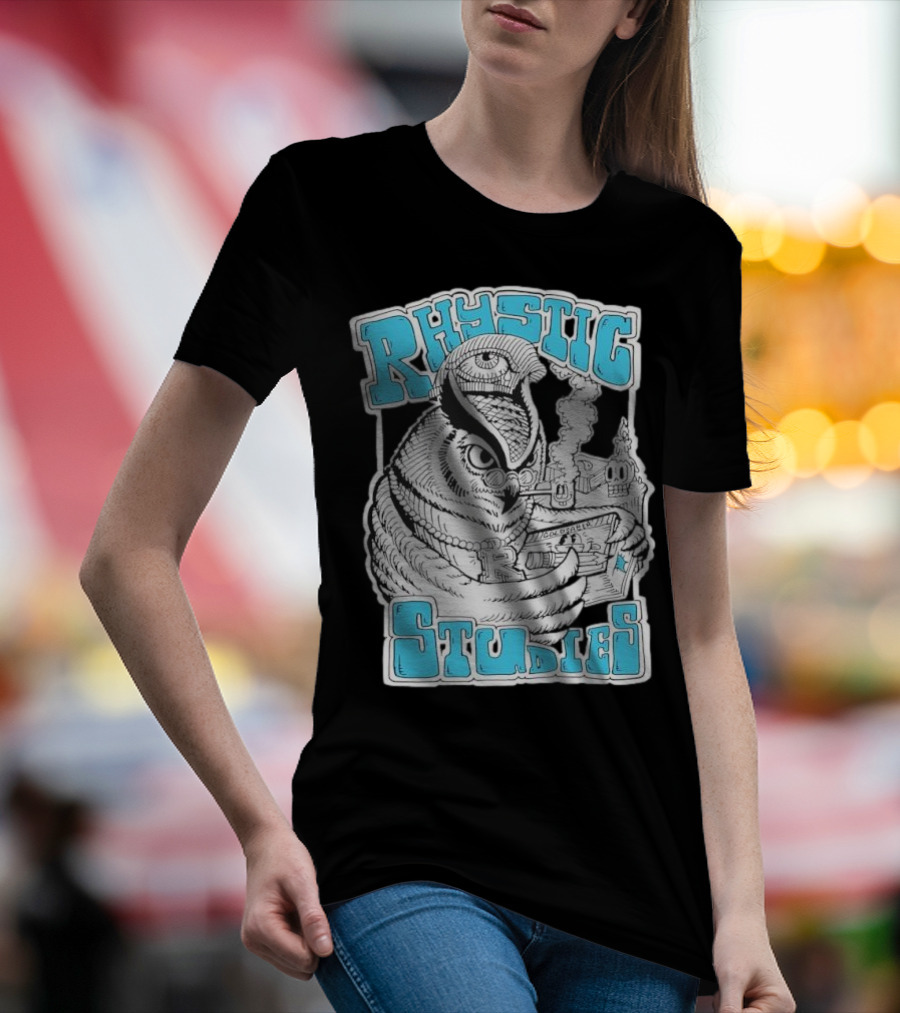 Rhystic Studies Owl Smoking Pipe Reading Book Goldsaber Collaboration T-Shirt