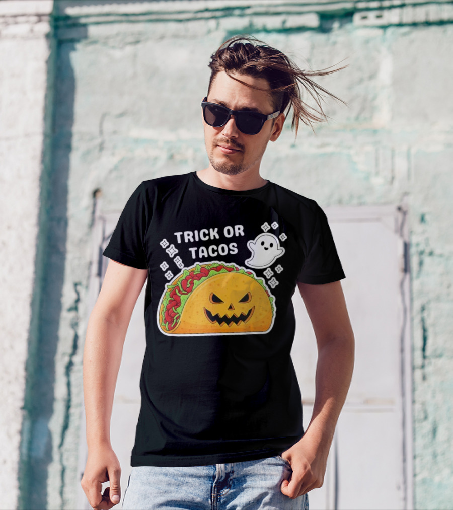 Trick Or Tacos Spooky Jack-o-lantern Halloween Mexican Food T-Shirt