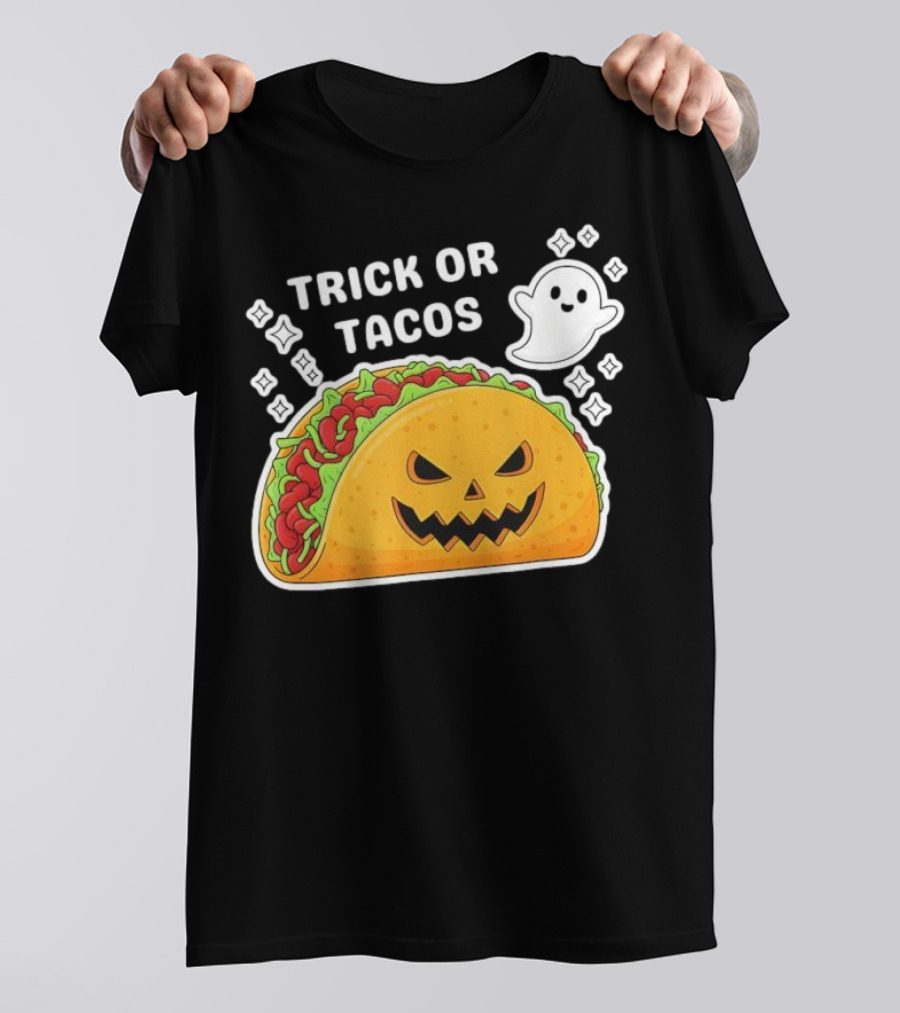 Trick Or Tacos Spooky Jack-o-lantern Halloween Mexican Food T-Shirt
