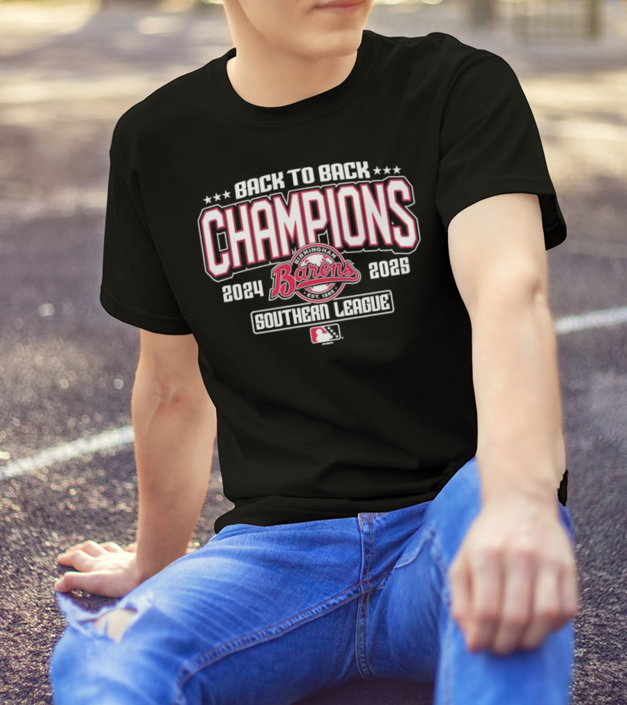 Back To Back Champions Southern League Birmingham Barons 2024 2025 T-Shirt