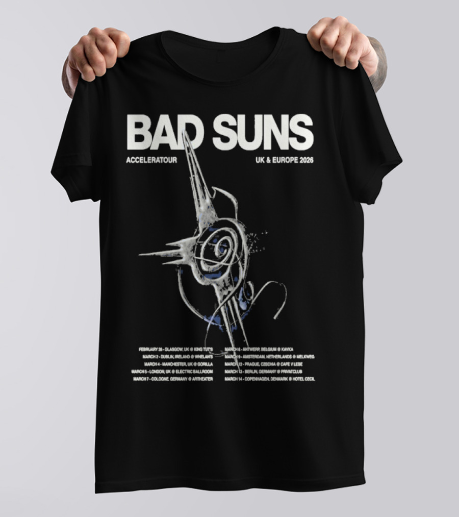 Bad Suns Accelerator UK & Europe 2026 Tour Dates And Locations T-Shirt