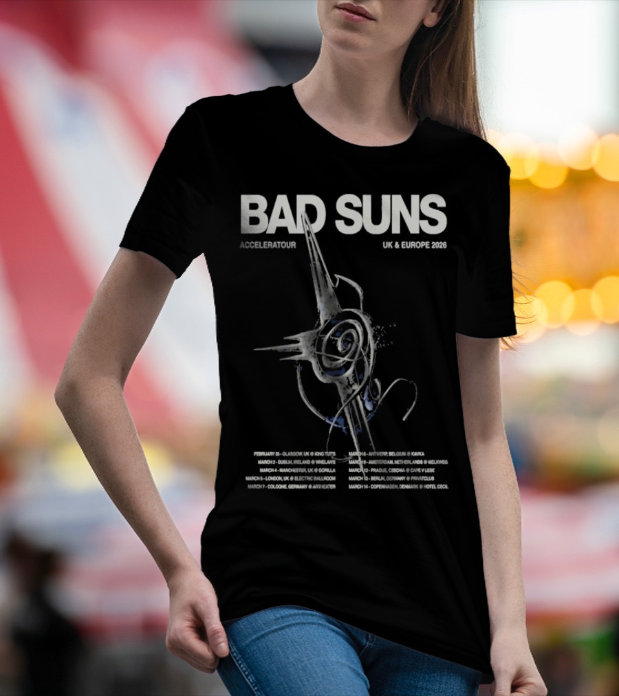 Bad Suns Accelerator UK & Europe 2026 Tour Dates And Locations T-Shirt