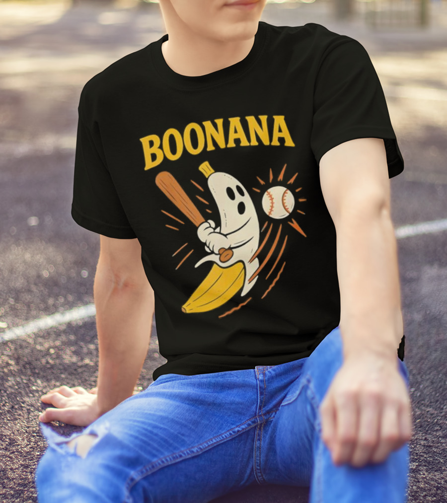 Boonana Baseball Funny Halloween Ghost Banana Costume T-Shirt