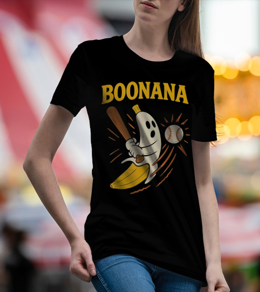 Boonana Baseball Funny Halloween Ghost Banana Costume T-Shirt