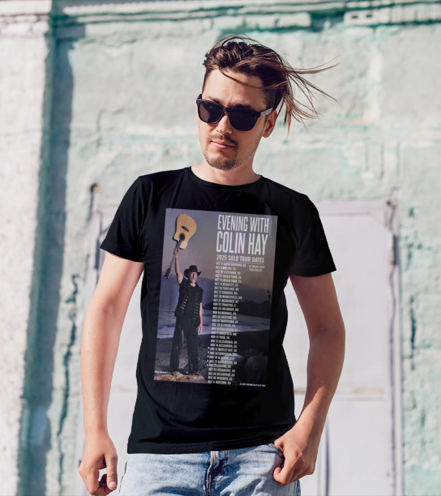Evening With Colin Hay 2025 Solo Tour Dates Guitar Event Featuring Glen Phillips T-Shirt