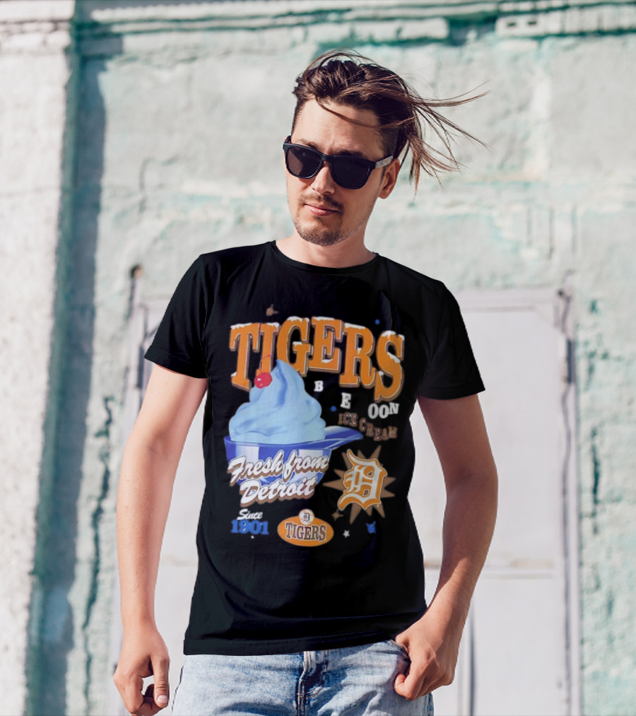 Tigers Blue Moon Ice Cream Fresh From Detroit Since 1901 T-Shirt