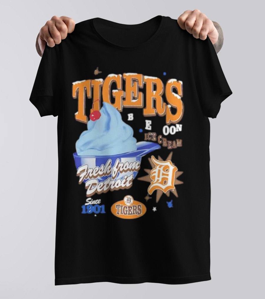 Tigers Blue Moon Ice Cream Fresh From Detroit Since 1901 T-Shirt