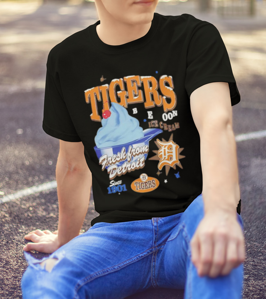 Tigers Blue Moon Ice Cream Fresh From Detroit Since 1901 T-Shirt