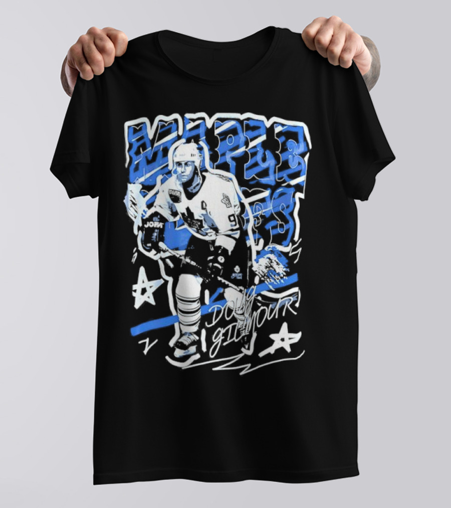Doug Gilmour Toronto Maple Leafs Number 93 Hockey Player Signature Skating Stars T-Shirt