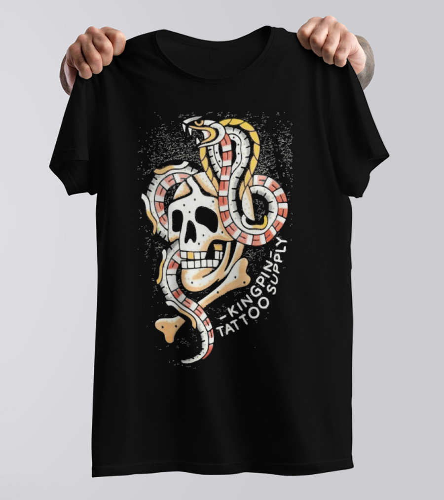 Kingpin Tattoo Supply Year Of The Snake Skull Vintage Style Graphic T-Shirt