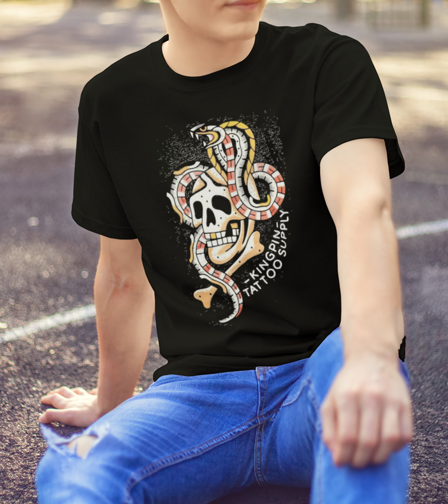 Kingpin Tattoo Supply Year Of The Snake Skull Vintage Style Graphic T-Shirt