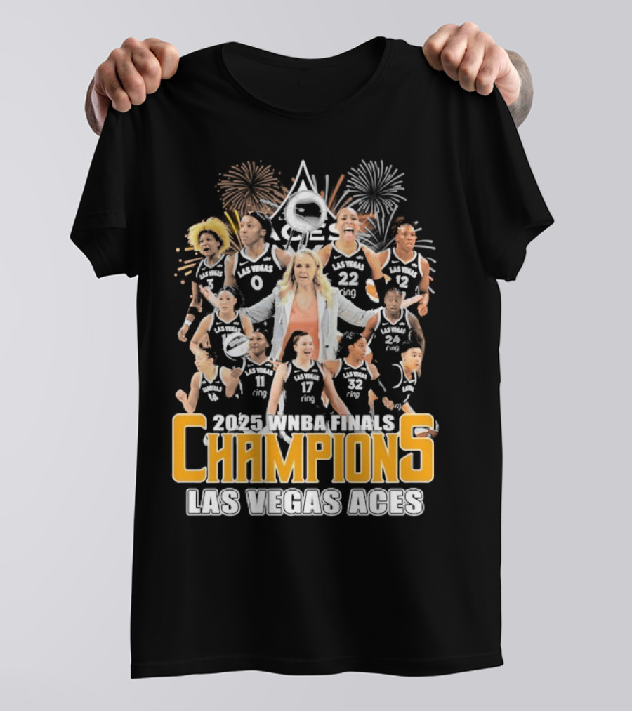 2025 WNBA Finals Champions Las Vegas Aces Team Celebration T-Shirt