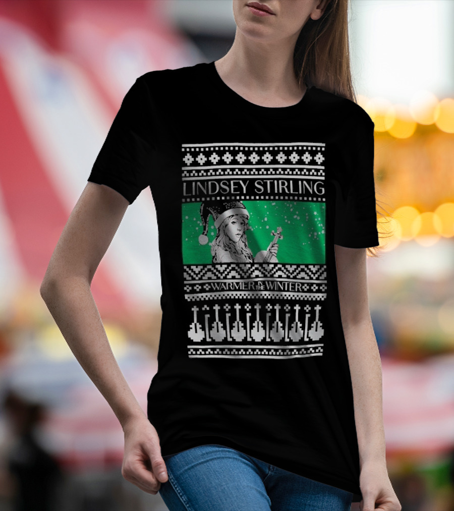 Lindsey Stirling Warmer In The Winter 8 Bit Ugly Holiday Xmas Christmas Santa Violin T-Shirt