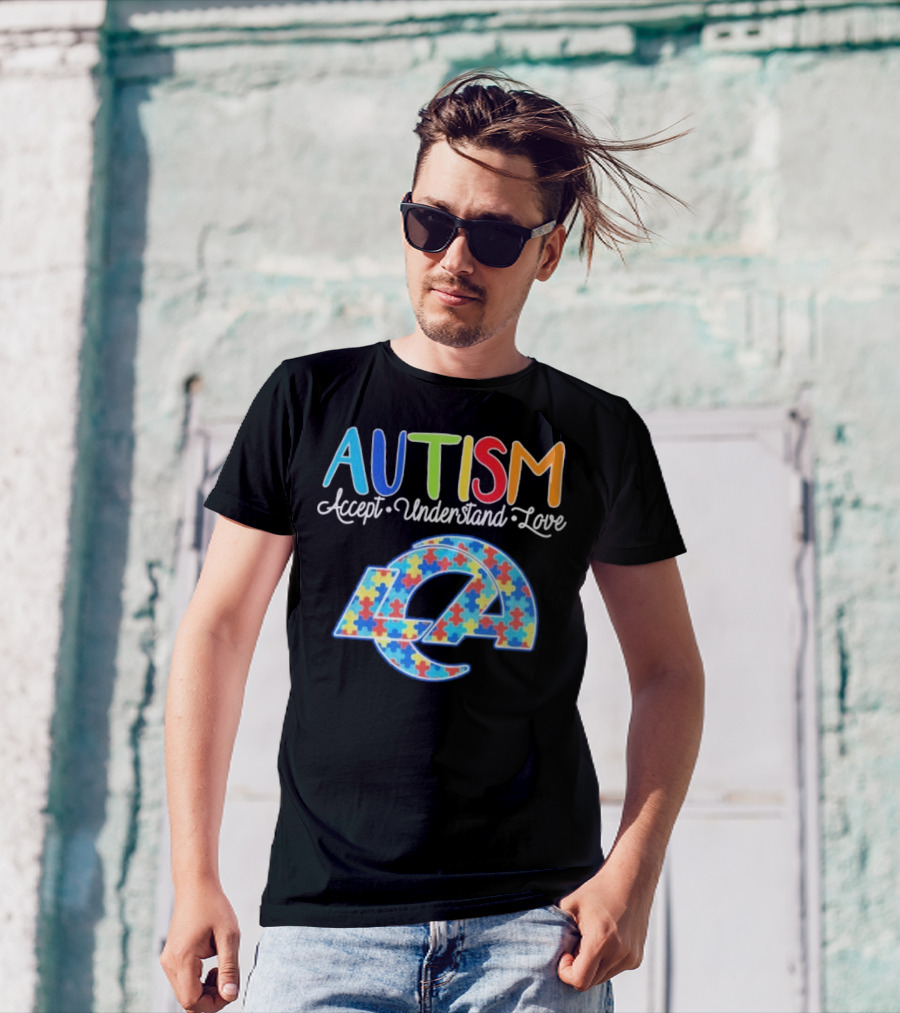 Los Angeles Rams Autism Accept Understand Love Puzzle Rams T-Shirt