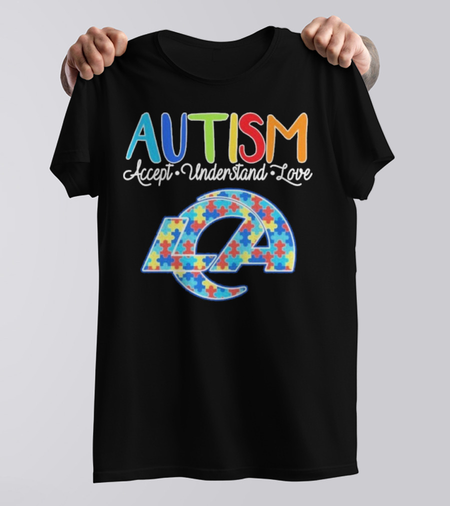 Los Angeles Rams Autism Accept Understand Love Puzzle Rams T-Shirt