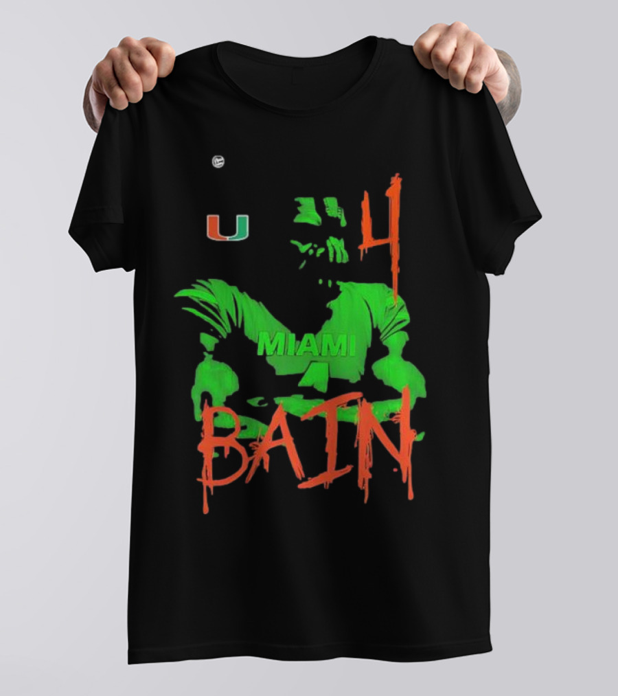 Miami Hurricanes Bain Player U 4 Green-Orange Heroes T-Shirt
