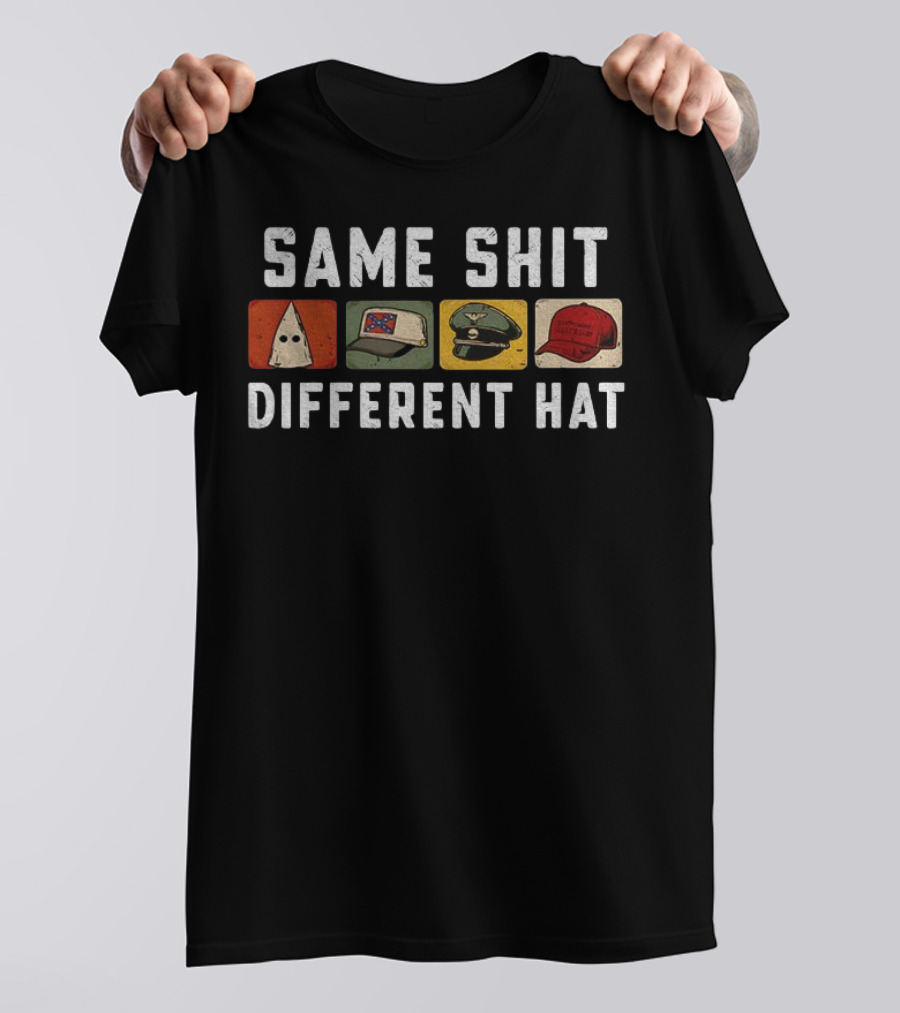 Same Shit Different Hat Ku Klux Klan Confederate Waffen MAGA Satire T-Shirt