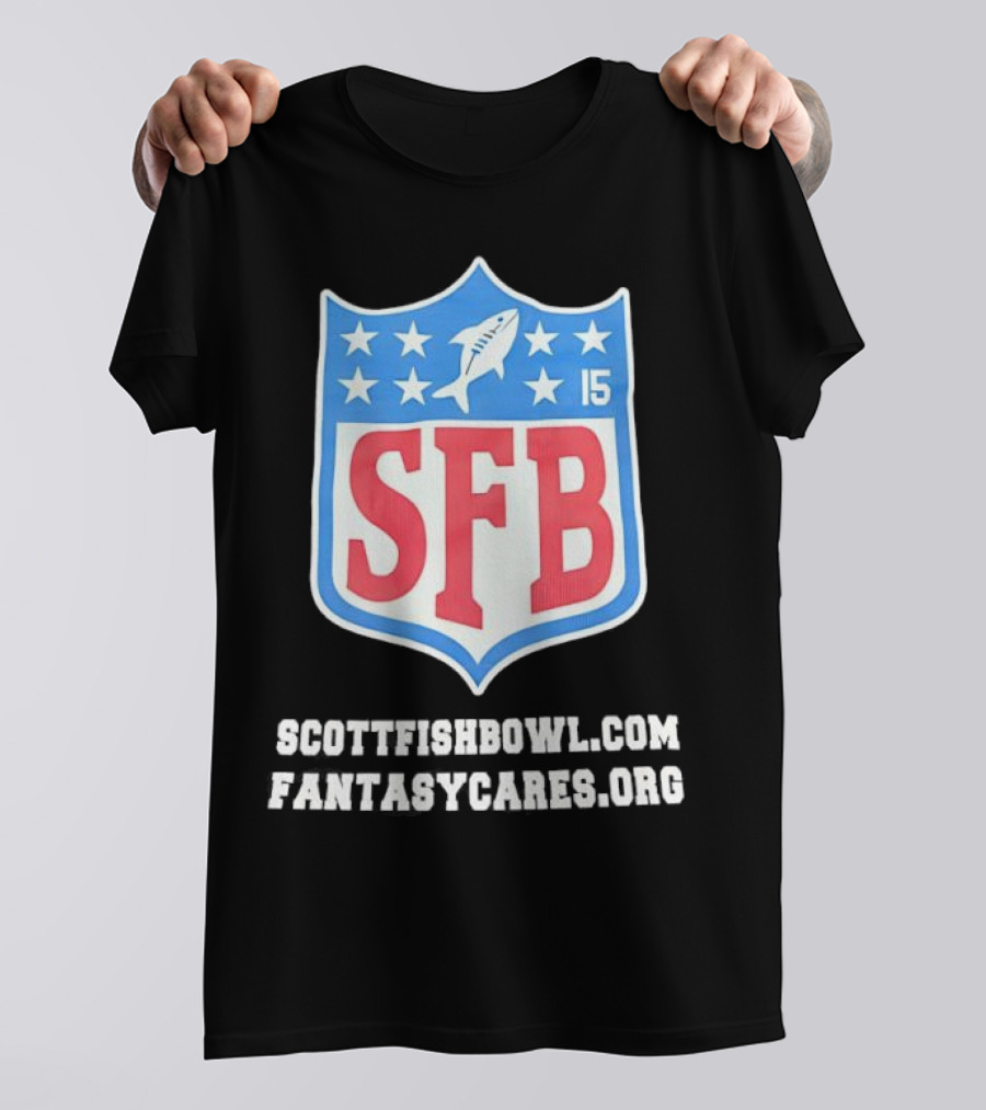 Scott Fish Bowl 15 SFB FantasyCares NFL Shield T-Shirt