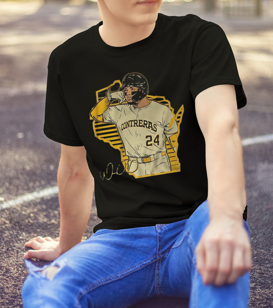 William Contreras Milwaukee Brewers Number 24 Call The 'Pen Signature T-Shirt