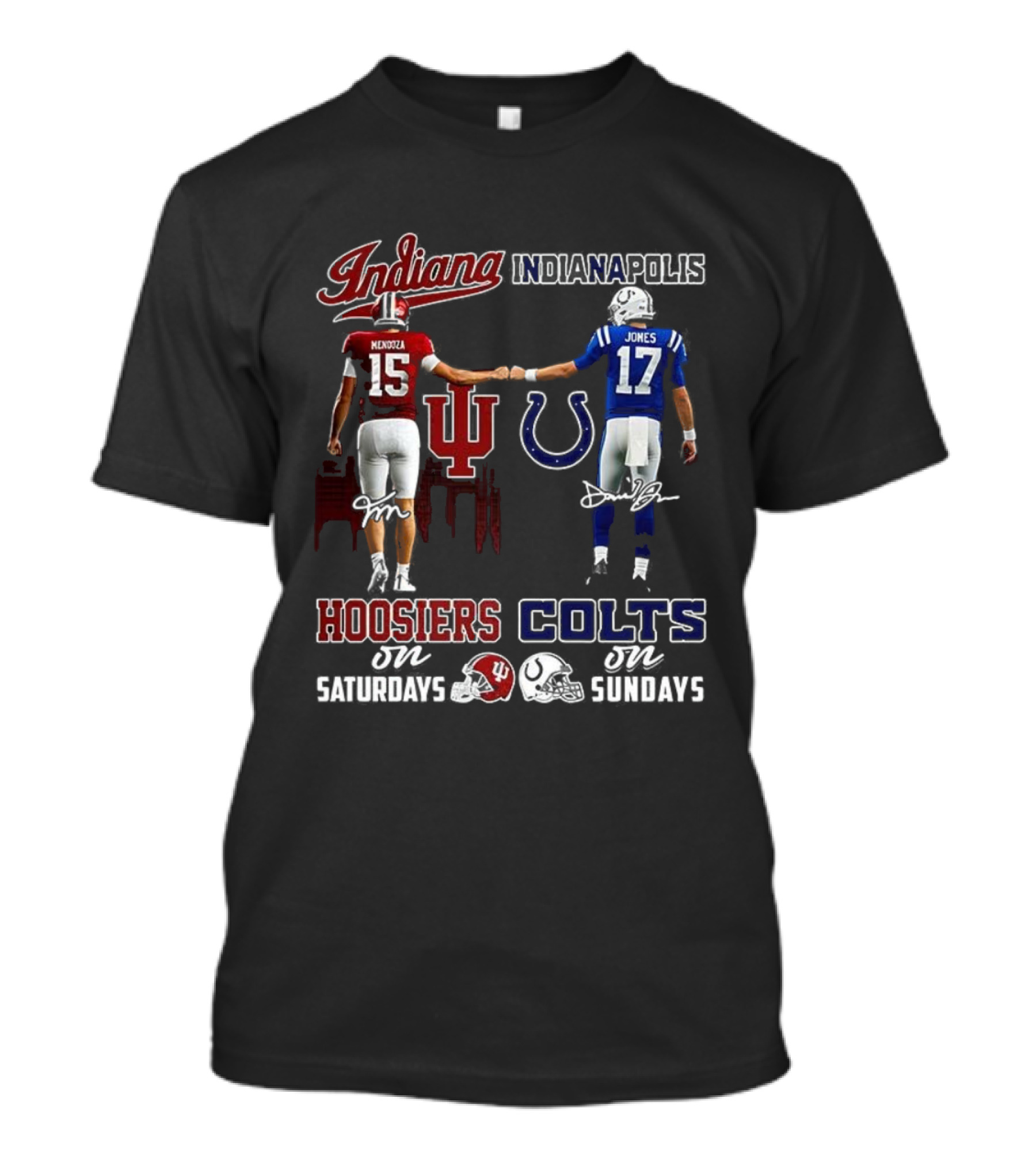 Indiana Hoosiers Saturdays Indianapolis Colts Sundays Signature Football Team Spirit T-Shirt