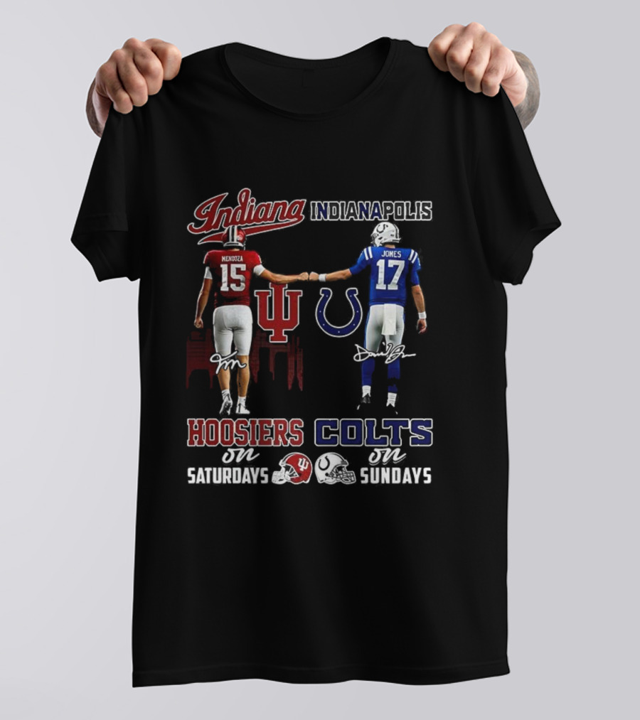 Indiana Hoosiers Saturdays Indianapolis Colts Sundays Signature Football Team Spirit T-Shirt