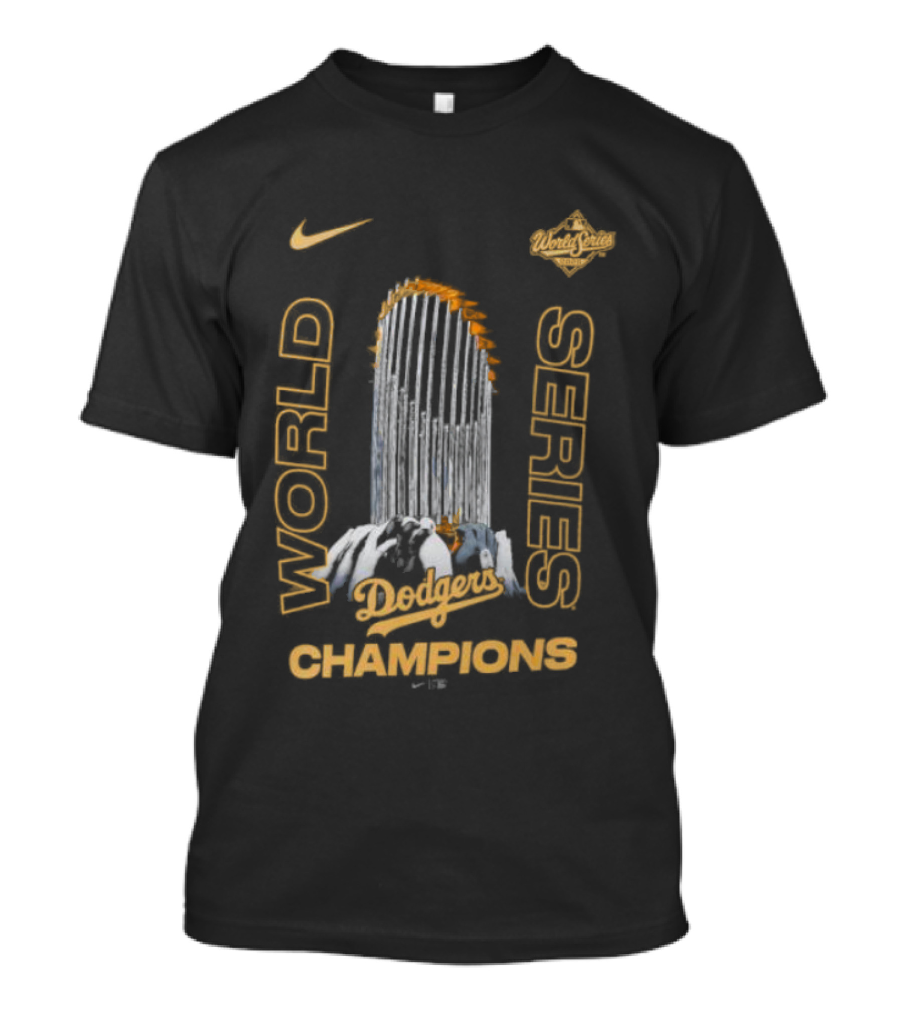 Los Angeles Dodgers Nike 2025 World Series Champions Raise The Trophy T-Shirt