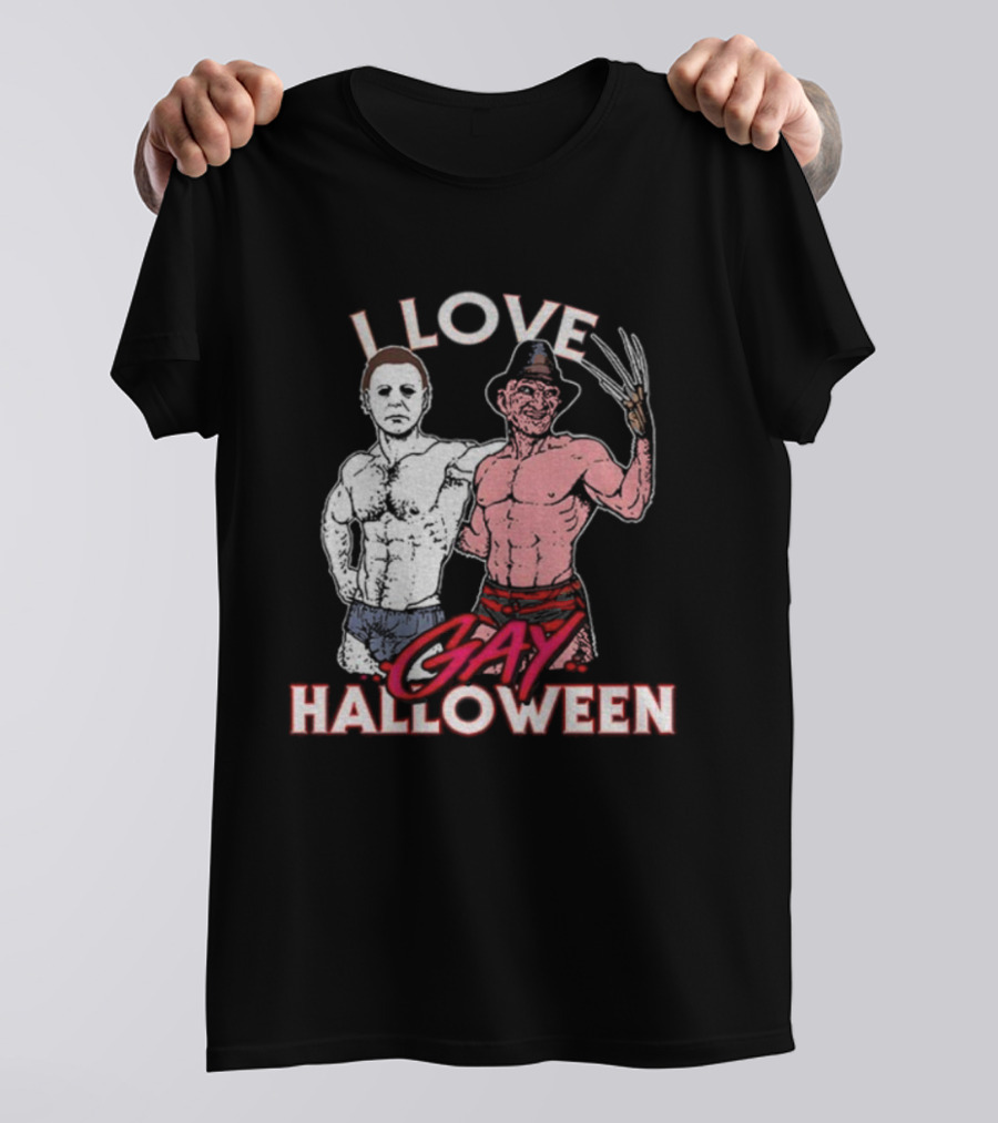 I Love Gay Halloween Michael Myers Freddy Krueger T-Shirt