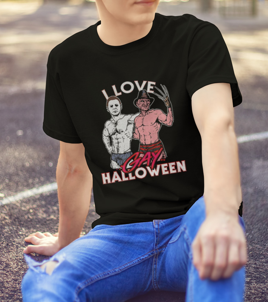 I Love Gay Halloween Michael Myers Freddy Krueger T-Shirt