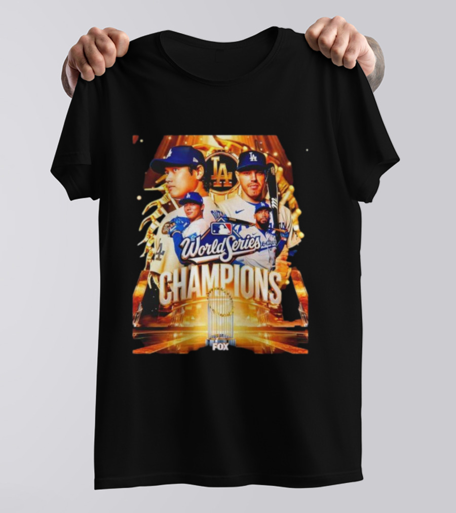 Los Angeles Dodgers 2025 World Series Champions MLB Logo Fox Sports Coverage T-Shirt