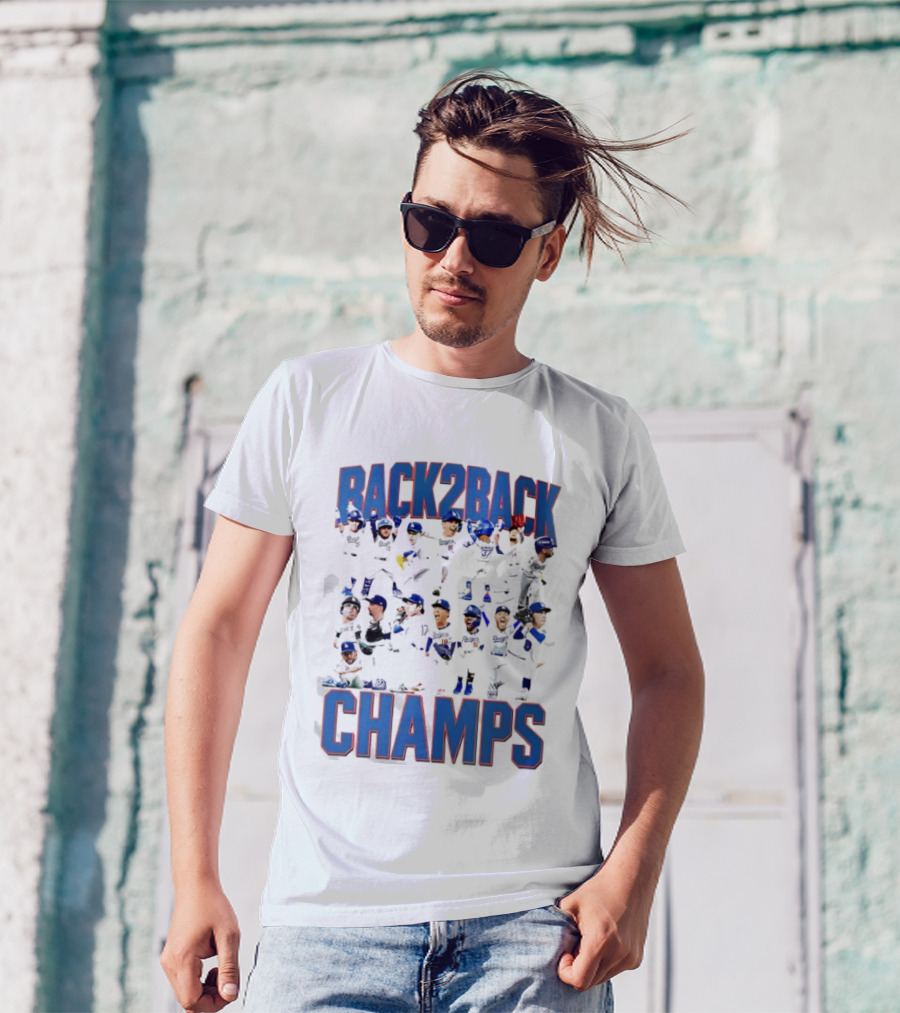 Back 2 Back LA Dodgers Champs Team Celebration T-Shirt