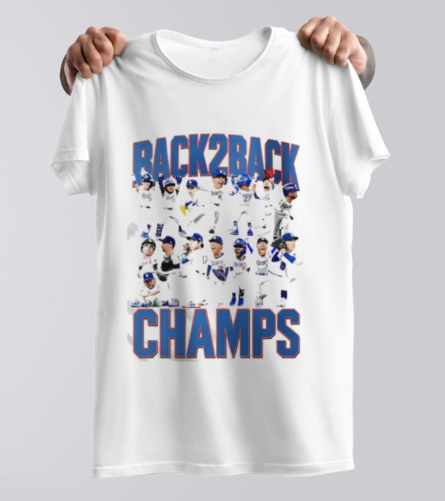 Back 2 Back LA Dodgers Champs Team Celebration T-Shirt