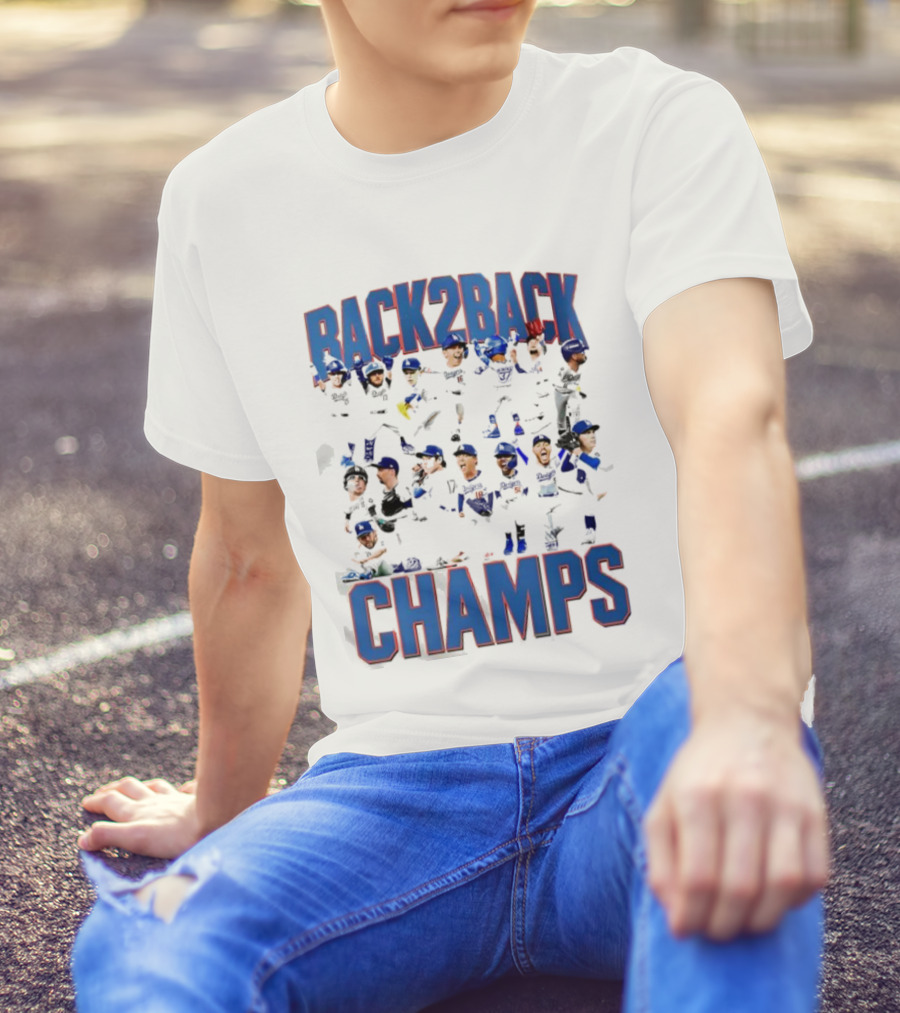 Back 2 Back LA Dodgers Champs Team Celebration T-Shirt
