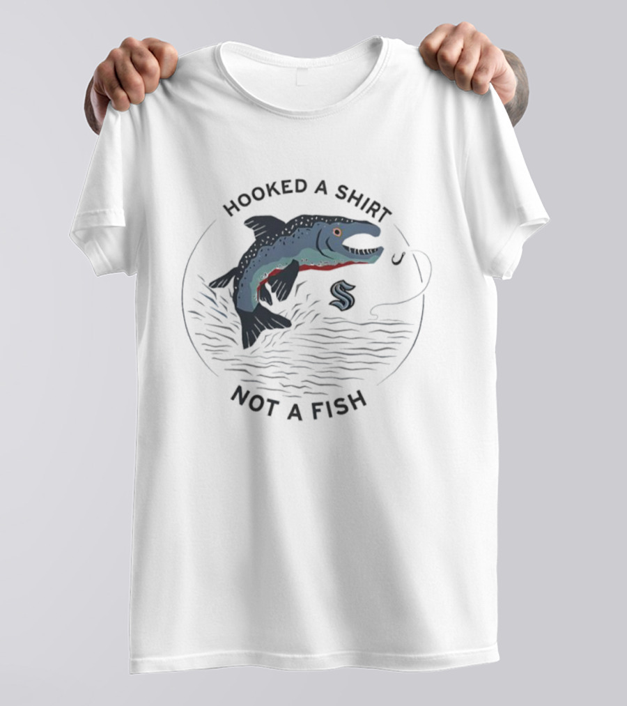 Hooked A Not A Fish Catchy Fishing Hook Design T-Shirt