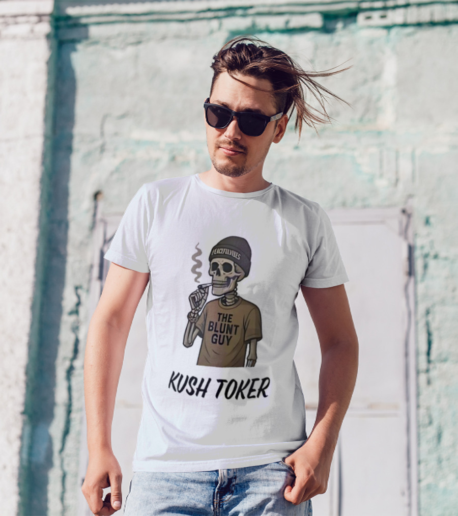 Kush Toker Skeleton Smoking The Blunt Guy T-Shirt