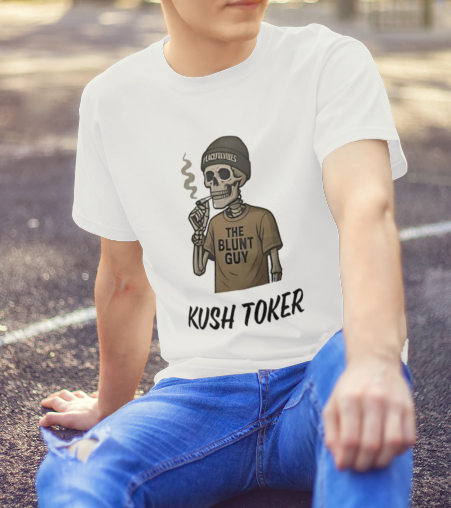 Kush Toker Skeleton Smoking The Blunt Guy T-Shirt