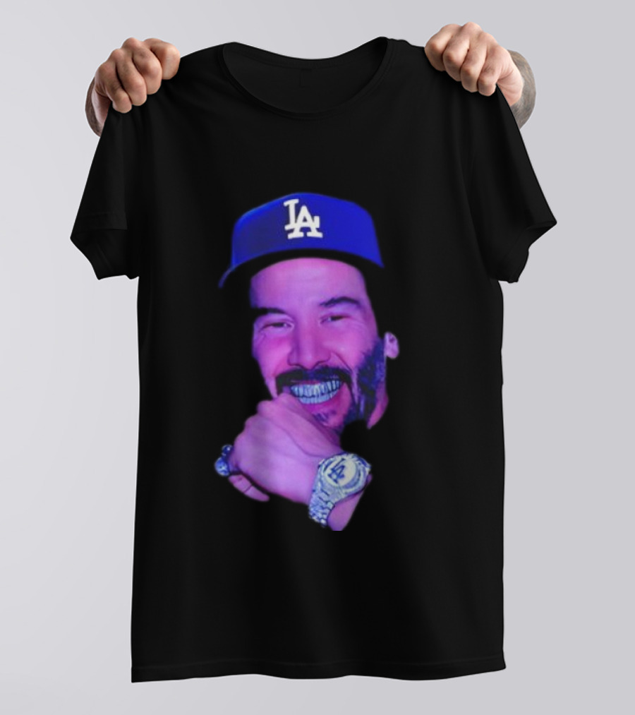 LA Dodgers Keanu Reeves Diamond Grill Bling T-Shirt