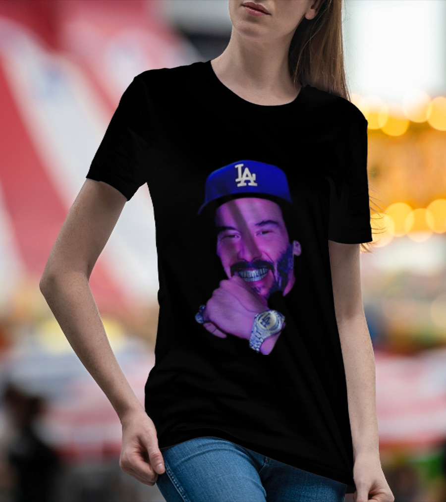 LA Dodgers Keanu Reeves Diamond Grill Bling T-Shirt
