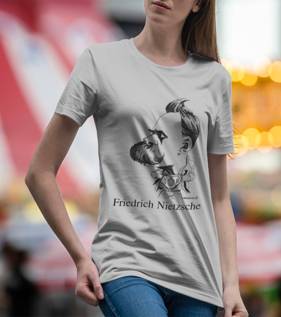 Friedrich Nietzsche Caricature Silhouette Image T-Shirt