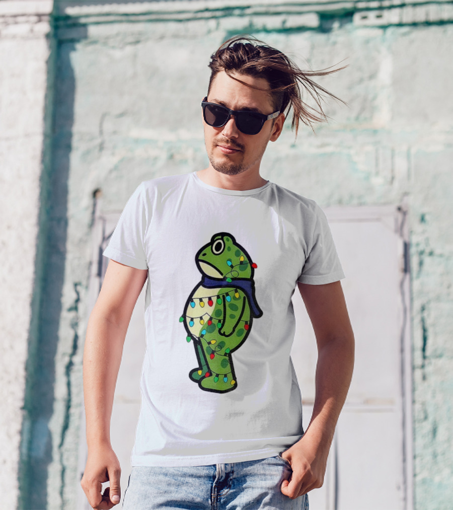 Political Portland Frog Merry Resistmas Christmas Lights Holiday T-Shirt