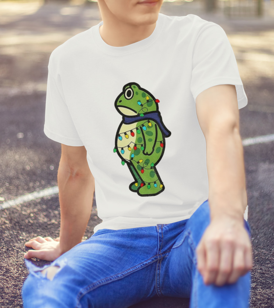 Political Portland Frog Merry Resistmas Christmas Lights Holiday T-Shirt