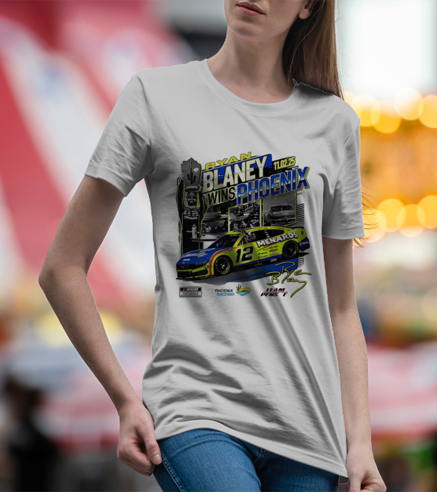 Ryan Blaney Wins Phoenix 11.02.25 NASCAR Cup Series Menards 12 Car Championship Race Phoenix Raceway T-Shirt