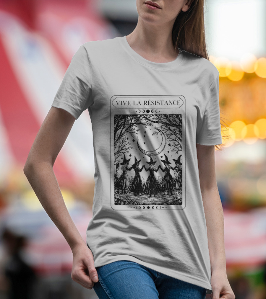 Vive La Resistance Crescent Moon Witches Tarot Card Halloween Feminist Anti Patriarchy T-Shirt