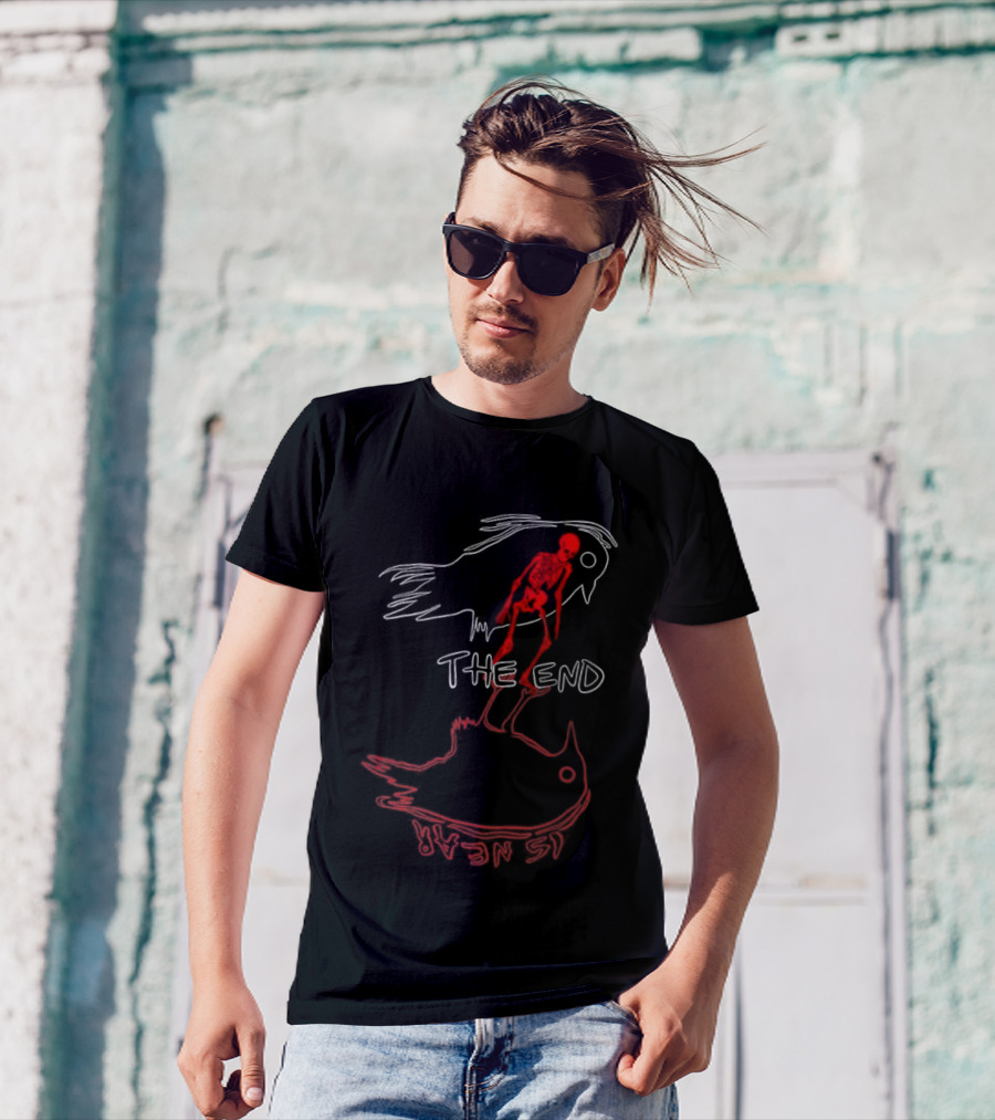 Skeleton The End Spooky Ghosts And Birds T-Shirt
