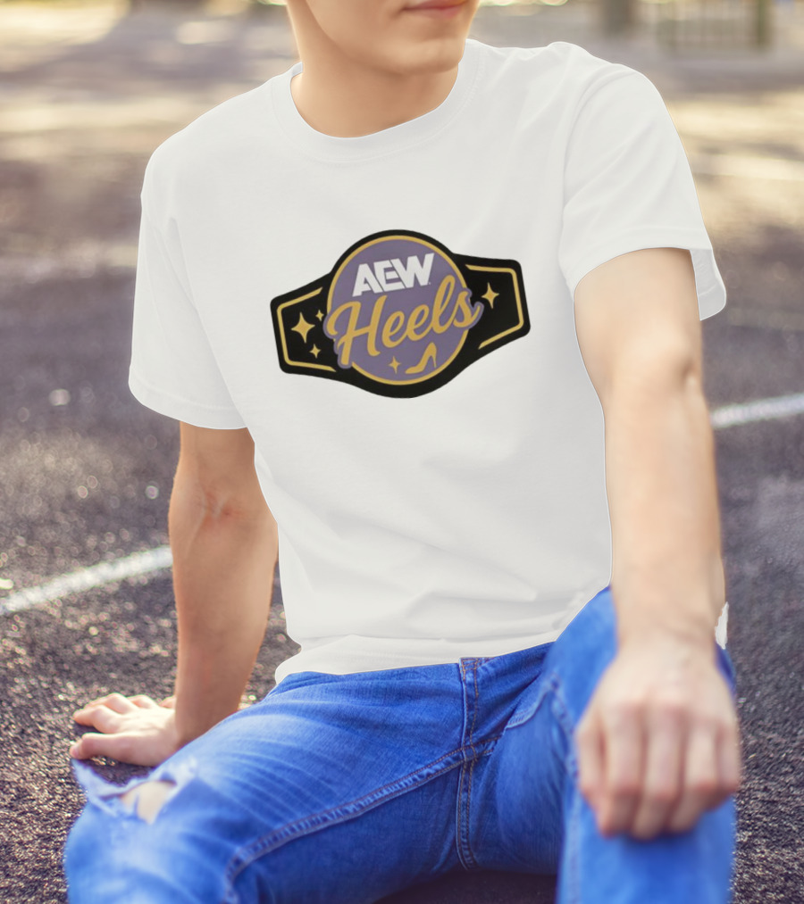 AEW Heels Belt High Heel Stars T-Shirt