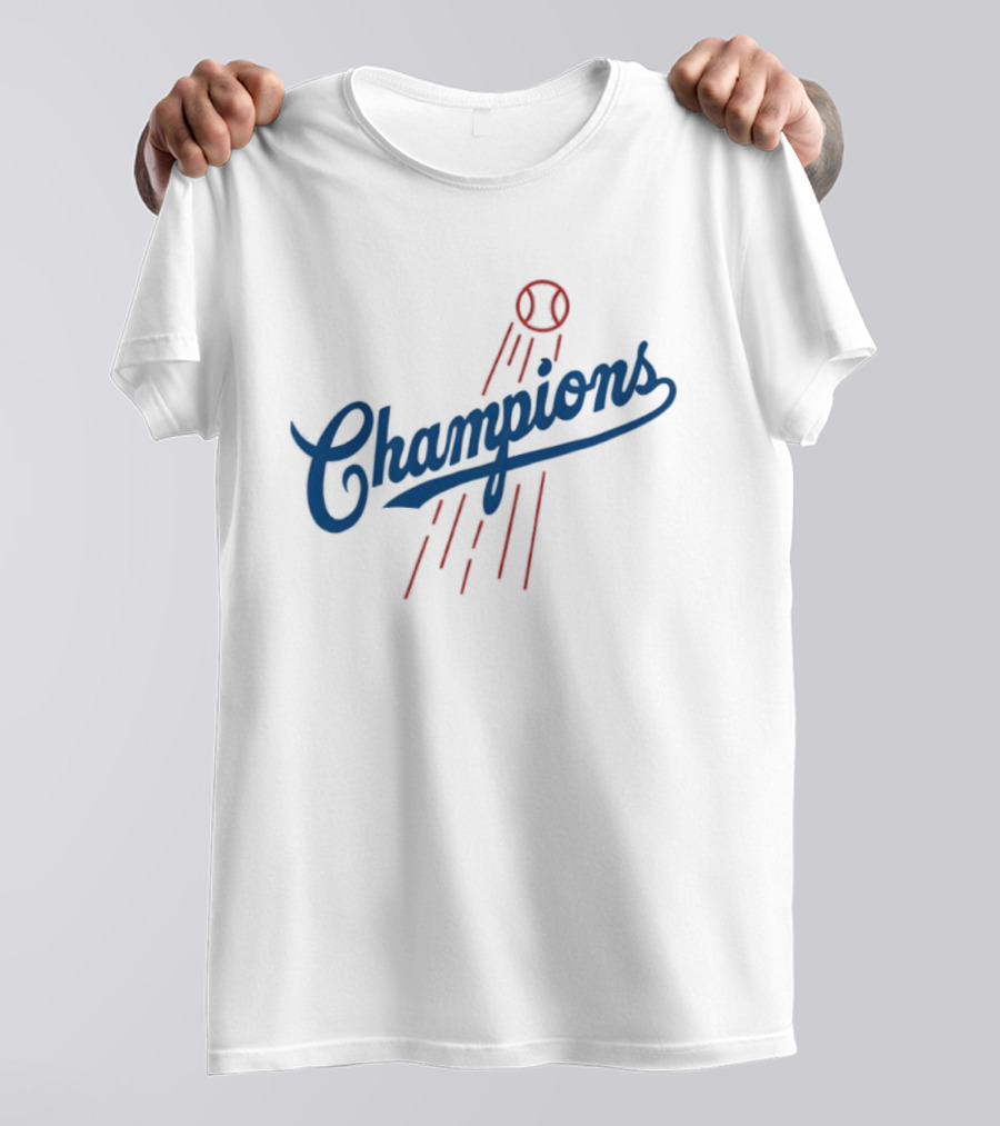 Champions Baseball Red Blue Artistic MLB Style T-Shirt