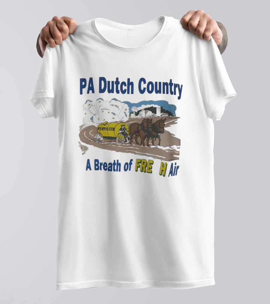 PA Dutch Country A Breath Of Fresh Air Horse-Drawn Fertilizer Vintage Scene T-Shirt