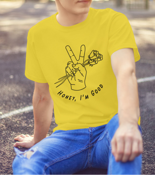 Andy Grammer Honey I'm Good Yellow Hand Peace Sign Roses T-Shirt