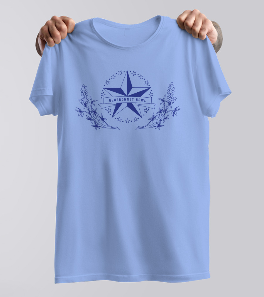 Super 70s Sports Bluebonnet Bowl Star And Floral Motif T-Shirt