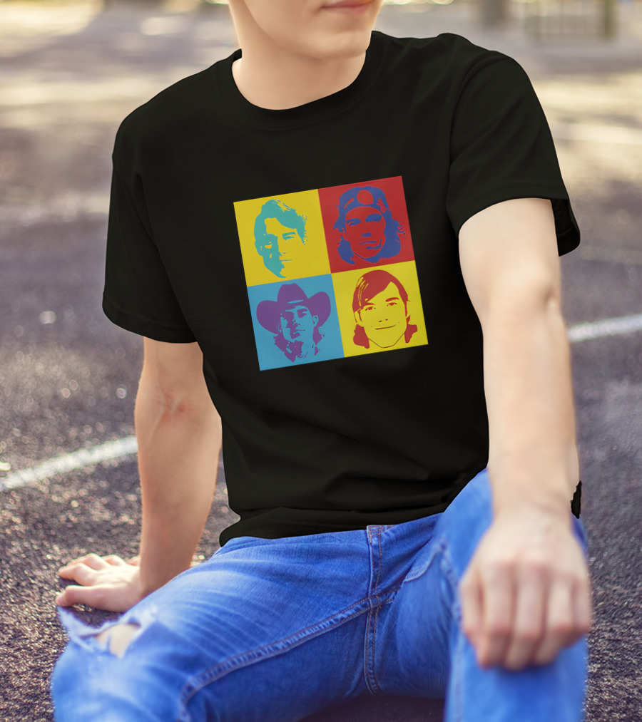 Danny Duncan Merch Pop Art Style 4 Faces Black T-Shirt