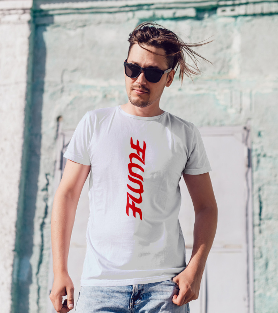Flume Red Vertical Text Logo Merch T-Shirt